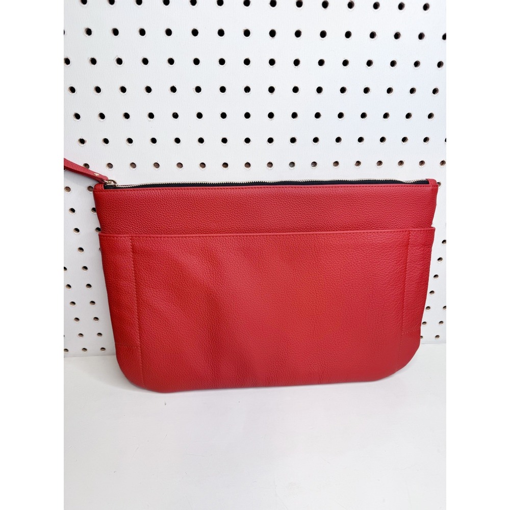 Marcher Studio | Allie Clutch Red Pebbled Leather Envelope Zip Top Laptop Bag View 5
